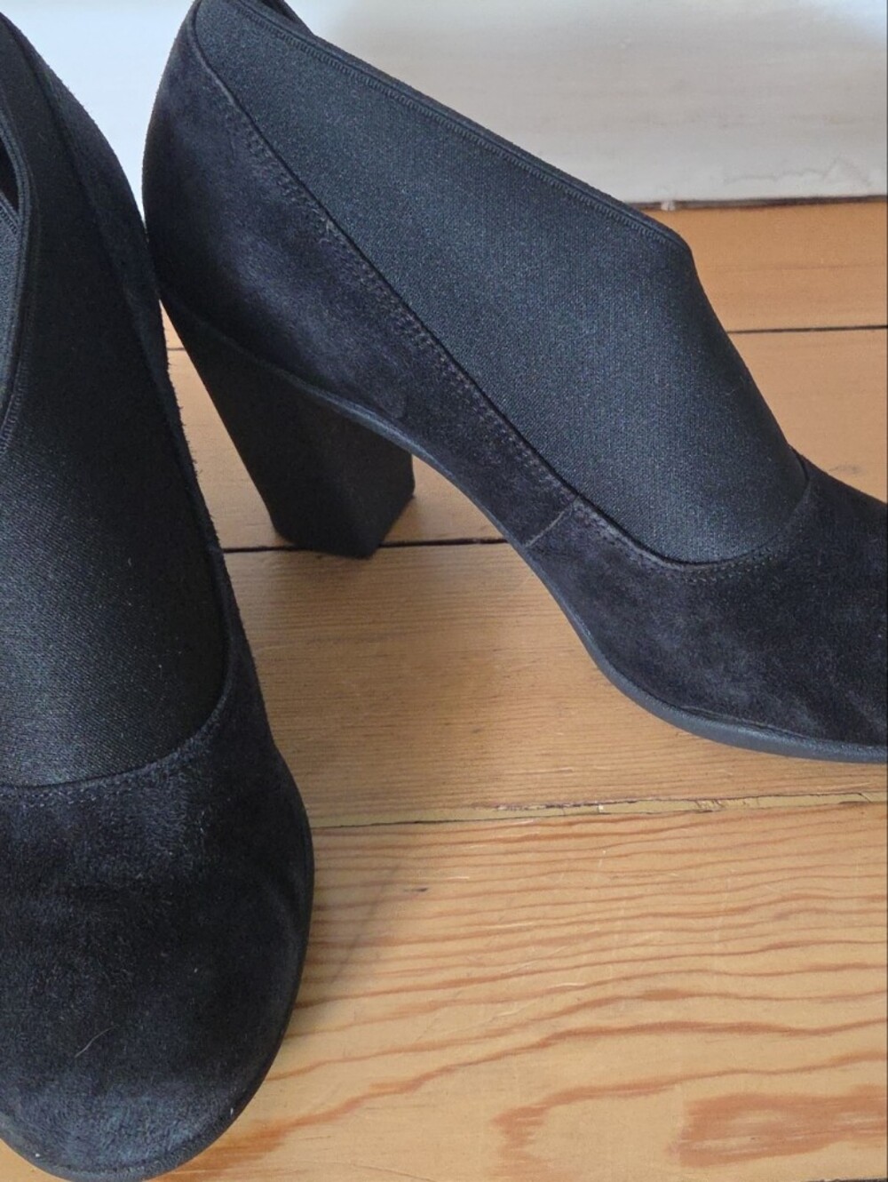 Clarks Black Suede Block Heel Ankle Boots